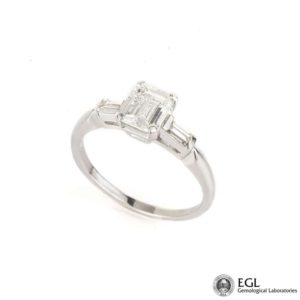Emerald Cut Diamond Ring in Platinum 1.07ct F/VVS2