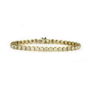 18k Yellow Gold Round Brilliant Cut Diamond Tennis Bracelet 5.70ct