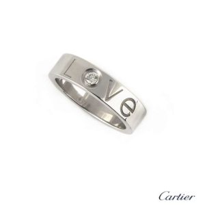 Cartier 18k White Gold Diamond Love Ring Size 57
