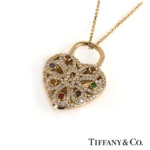 Tiffany & Co. 18k Rose Gold Diamond Filigree Pendant