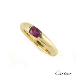 Cartier 18k Yellow Gold Ellipse Oval Cut Ruby Ring