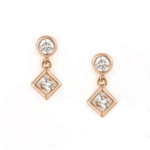 18k Rose Gold Diamond Drop Earrings 0.80ct H/VS2