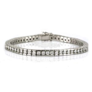 18k White Gold Round Brilliant Cut Diamond Line Bracelet 3.54ct G/VS
