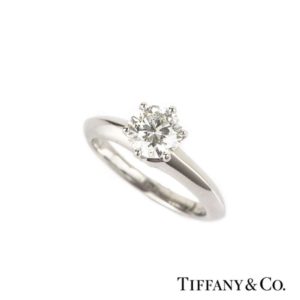 Tiffany & Co. Round Brilliant Cut Diamond Ring in Platinum 0.91ct I/SI1