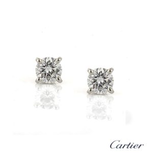 Cartier Round Brilliant Cut Diamond Studs in Platinum 0.52ct E/VS2