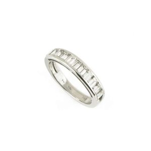 18k White Gold Baguette Cut Diamond Half Eternity Ring 1.10ct F/VS2