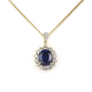 18k Yellow Gold Sapphire and Diamond Pendant 0.48ct H/VS