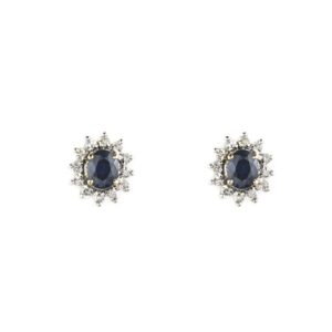 18k Yellow Gold Sapphire and Diamond Earstuds 1.20ct