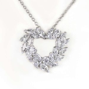 18k White Gold Diamond Heart Pendant 3.20ct H/VVS2