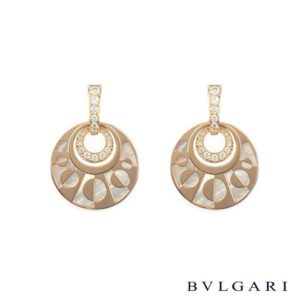 Bvlgari 18k Rose Gold Diamond Intarsio Earrings