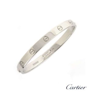Cartier 18k White Gold Love Bangle Size 17 B6035417