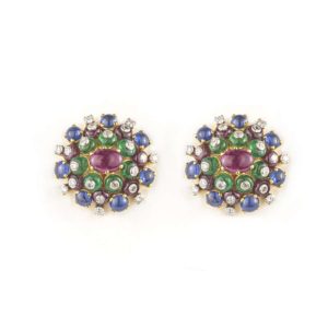 18k Yellow Gold Multi-Stone Earrings