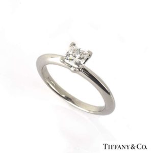 Tiffany & Co. Princess Cut Diamond Ring in Platinum 0.47ct D/VS1 B&P