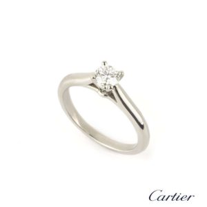 Cartier Round Brilliant Cut Diamond Ring In Platinum 0.24ct E/VVS1