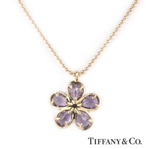 Tiffany & Co. 18k Rose Gold Amethyst Flower Pendant