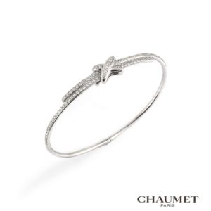Chaumet 18k White Gold Diamond Liens Diamond Bangle