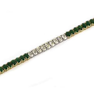 18k Yellow Gold Oval Cut Emerald & Diamond Bracelet 12.60ct