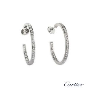 Cartier 18k White Gold Diamond Hoop Earrings