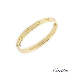 Cartier 18k Yellow Gold Love Bangle Size 16 B&P B6035516