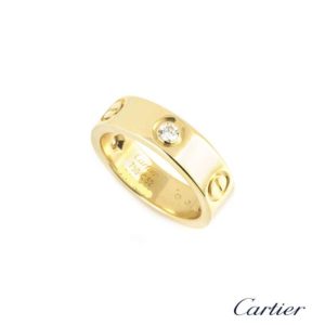 Cartier 18k Yellow Gold Half Diamond Love Ring Size 52 B&P B4032400