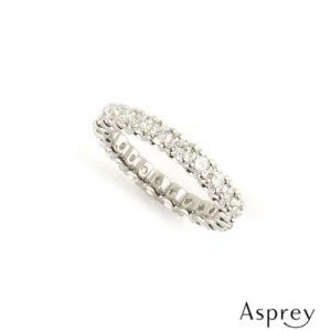 Asprey 18k White Gold Full Diamond Eternity Ring 1.52ct G/VS