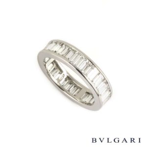 Bvlgari 18k White Gold Baguette Cut Diamond Eternity Ring 4.20ct