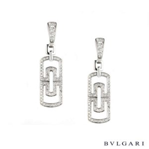 Bvlgari 18k White Gold Diamond Parentesi Drop Earrings