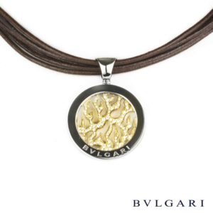 Bvlgari Steel & 18k Yellow Gold Diamond Tondo Pendant