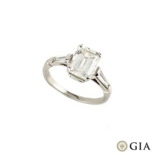 18k White Gold Emerald Cut Diamond Ring 2.15ct I/VVS2