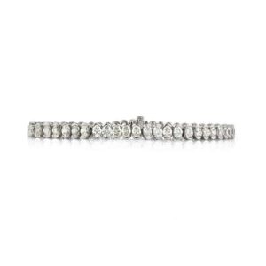 18k White Gold Oval Cut Diamond Line Bracelet 8.20ct