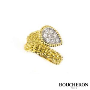 Boucheron 18k Yellow Gold Diamond Set Serpent Boh??me Ring