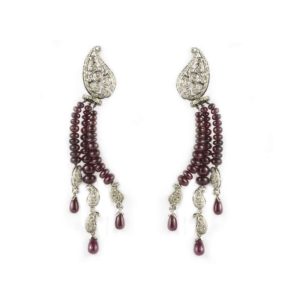 18k White Gold Ruby & Diamond Drop Earrings