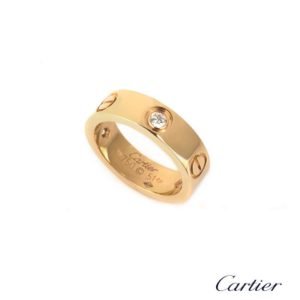 Cartier 18k Rose Gold Half Diamond Love Ring Size 51 B408700