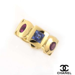 Chanel 18k Yellow Gold Multi Gemstone Ring