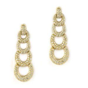 18k Yellow Gold Diamond Set Drop Earrings 12.25ct
