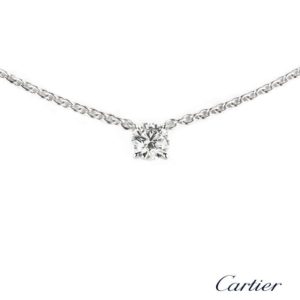 Cartier 18k White Gold Round Brilliant Cut Diamond Pendant 1.07ct D/VVS2