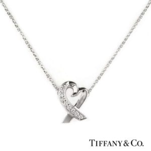 Tiffany & Co 18k White Gold Diamond Heart Pendant