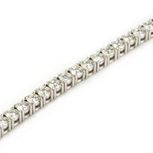 18k White Gold Round Brilliant Cut Diamond Line Bracelet 6.98ct G/SI