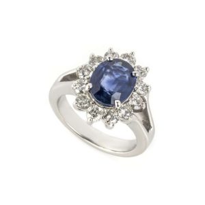 18k White Gold Sapphire and Diamond Ring 2.61ct
