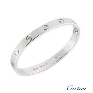 Cartier 18k White Gold Love Bangle Size 16 B&P B6035416
