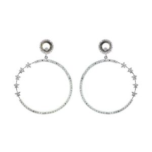 18k White Gold Stars and Moon Earrings 2.55ct