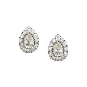 18k White Gold Pear Cut Diamond Earstuds 1.93ct