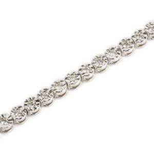 18k White Gold Round Brilliant Cut Diamond Line Bracelet 1.03ct