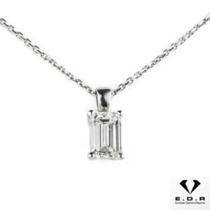 18k White Gold Emerald Cut Diamond Pendant 1.00ct I/VS1