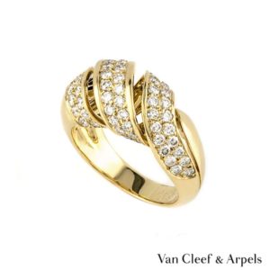 Van Cleef & Arpels 18k Yellow Gold Diamond Dress Ring 1.30ct