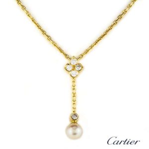 Cartier 18k Yellow Gold Diamond & Pearl Pendant