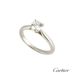 Cartier Round Brilliant Cut Diamond Ring in Platinum 0.53ct E/VS1