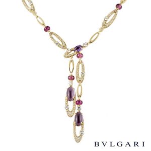 Bvlgari 18k Yellow Gold Multi Gemstone Elisia Necklace