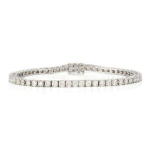 18k White Gold Round Brilliant Cut Diamond Line Bracelet 5.11ct