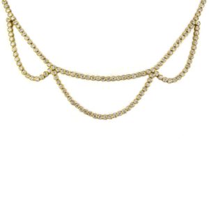 18k Yellow Gold Round Brilliant Cut Diamond Set Necklace